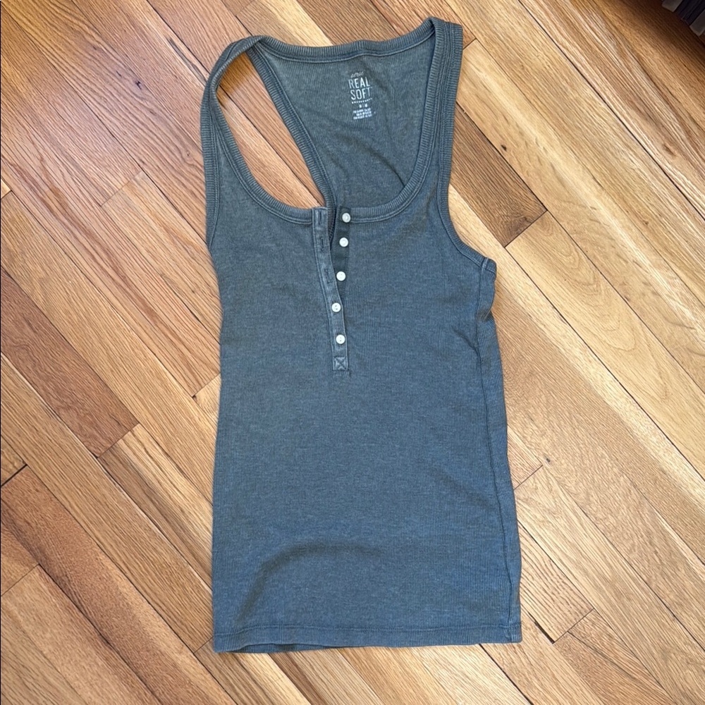 Aerie Blue Fitted Sleeveless Tank Top